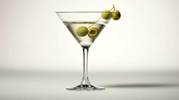 Foto von ein Martini isoliert auf eben Weiß Hintergrund. generativ ai