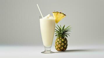 Foto von ein Pina Colada isoliert auf eben Weiß Hintergrund. generativ ai