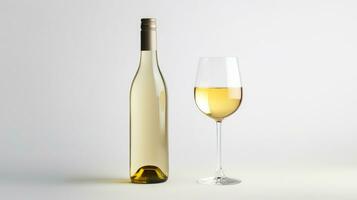 Foto von ein Weiß Wein isoliert auf eben Weiß Hintergrund. generativ ai
