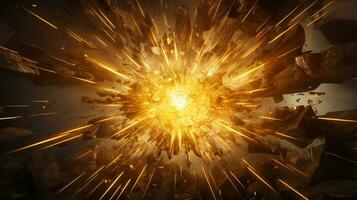 Explosion mit golden Beleuchtung. generativ ai foto