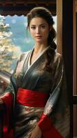 Porträt von schön japanisch Geisha. generativ ai foto