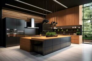 ai generativ Foto von ein elegant und modern Küche