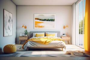 ai generativ Foto von ein elegant und modern Schlafzimmer