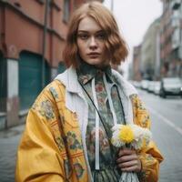 ai generativ Foto Porträt von ein Mode Frauen