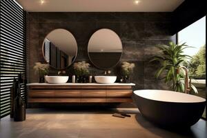 ai generativ Foto von ein Luxus modern Design Badezimmer
