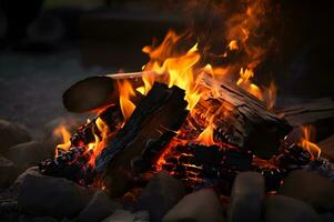 Aussicht von Lagerfeuer Kamin ai generativ foto