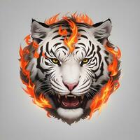 Feuer Weiß Tiger Kopf Maskottchen, zum T-Shirts, Banner und Esport Spiel Logos, usw. ai generiert foto