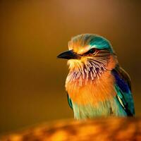 ein atemberaubend Regenbogen Bienenesser Sitzstangen elegant, präsentieren es ist irisierend Gefieder , ai generiert foto