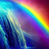 Regenbogen auf ein Wasserfall , ai generiert foto