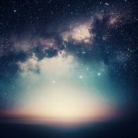 das milchig Weg erstreckt sich über das Nacht Himmel, ein atemberaubend himmlisch Orchester , ai generiert foto