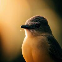 das östlichen Phoebe sitzt aufmerksam, bereit zu Pfeil nach Insekten , ai generiert foto