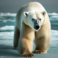 Weiß Bär Schnee tragen, Bär auf Eis Grizzly Bär , ai generiert foto