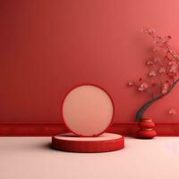 rot Chinesisch Mond- Neu Jahr Hintergrund ai generiert foto