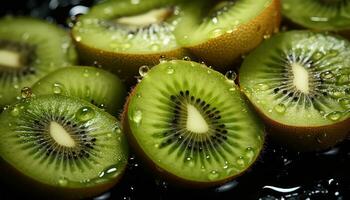 Kiwi Obst Scheiben in Wasser ai generiert foto