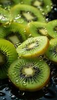 Kiwi Obst Scheiben in Wasser ai generiert foto