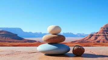 minimalistisch Zen Stein Hintergrund im Wüste. ai generiert foto