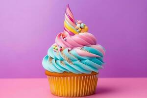 Einhorn Cupcake. generieren ai foto