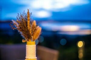 getrocknet Blumen und Gras von Flachs und Strohblume foto