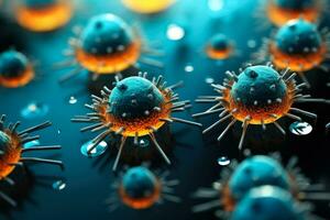 Makro Schnappschuss Erfassen Virus infiziert Zellen unter hoch Auflösung mikroskopisch Untersuchung foto