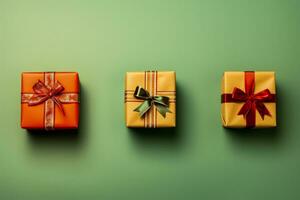 Jahrgang Stil Enthusiasten minimalistisch Weihnachten Geschenke isoliert auf ein Gradient Hintergrund foto
