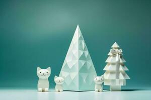 Katze Spezifisch minimalistisch Stil Weihnachten Geschenke isoliert auf ein Gradient Hintergrund foto