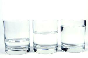 ein Glas von Wasser Sitzung auf ein Weiß Oberfläche foto