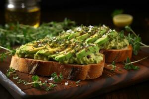 Avocado Toast einfach köstlich und Reich im gesund Fette foto