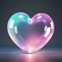 transparent Plastik Herz mit reflektiert Beleuchtung. foto