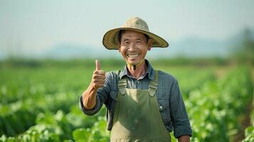 Porträt Farmer mit Gemüse ai generativ foto
