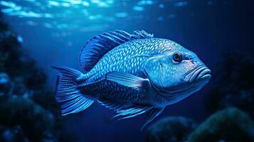 Porträt Blau König Fisch auf das Meer ai generativ foto