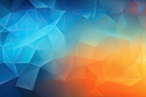 abstrakt polygonal Hintergrund. dreieckig Design zum Ihre Geschäft, Blau Orange Gradient Digital Polygone, ein Netzwerk Gitter Verschmelzung Hintergrund Hintergrund, ai generiert foto