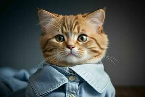 Das süß Katze tragen Shirt. ai generativ Profi Foto