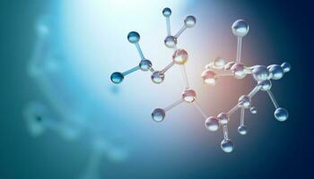 Wissenschaft Hintergrund mit molekulare und Atom Modell. abstrakt molekular Struktur. generativ ai foto