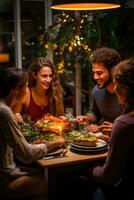 Familie versammelt um ein Kamin, Öffnung die Geschenke foto