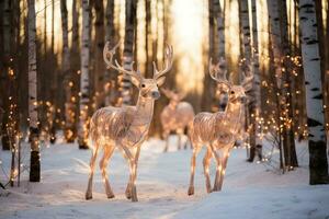 Rentier thematisch Dekorationen verbessern finnisch Lappland Städte mit wunderlich Weihnachten Magie foto