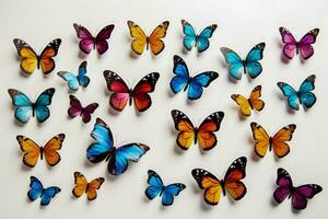 Schmetterlinge anmutig flattern auf ein makellos Weiß Hintergrund foto