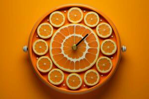 wach frisch Orange Alarm Uhr. generieren ai foto
