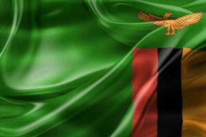 3D-Darstellung einer Sambia-Flagge - realistische wehende Stoffflagge foto