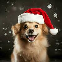 süß glücklich Weihnachten Hund im Hut foto