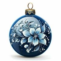 Blau Weihnachten Ornament. hoch Qualität. ai generativ foto