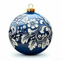 Blau Weihnachten Ornament. hoch Qualität. ai generativ foto