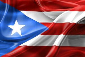 3d-illustration einer puerto-rico-flagge - realistische wehende stoffflagge foto