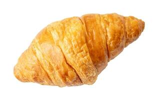 oben Aussicht von Single Croissant isoliert auf Weiß Hintergrund mit Ausschnitt Pfad foto