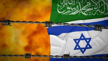 das Flagge zum Israel und Hamas ist ein langwierig und tief verschanzt politisch und Militär- 3d Rendern foto
