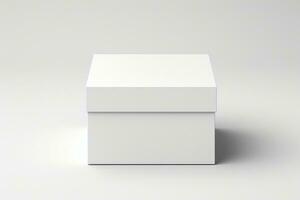 realistisch Platz Weiß Geschenk Box mit öffnen Deckel Attrappe, Lehrmodell, Simulation foto
