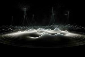 Weiß Klang Wellen erstellen Resonanz strahlen Energie vibrieren und erkennen durch Radar oder Sonar foto