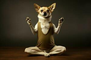 komisch Yoga Hund. generieren ai foto