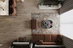 von Funktion zu Mode wählen das richtig Möbel zum Ihre Leben Zimmer 3d Rendern foto