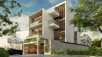 architektonisch Schönheit Enthüllung das zeitgenössisch Außen Design von groß Häuser 3d Rendern foto