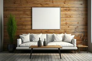 ai generativ Weiß Couch im ein Zimmer foto